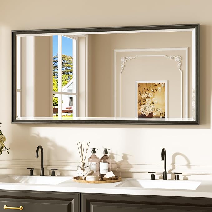 Keonjinn 48" x 24" Black Bathroom Mirrors