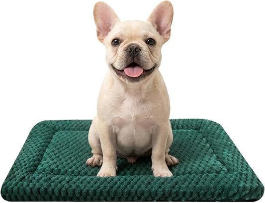 Dog Bed Mat, Reversible, Soft and Breathable Kennel Pad, Durable Crate Bed for Small, Medium, and Large Dogs and Cats (Green, S(24"*16"*1.2"))
