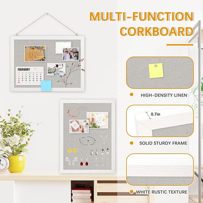 DOLLAR BOSS Cork Boards with Linen 2-Pack 16''X 12'' Cork Board
