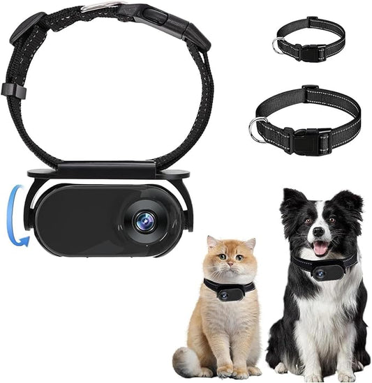ASHATA Pet Collar Camera, HD 1080P Cat Camera Collar with Video Record (Black)