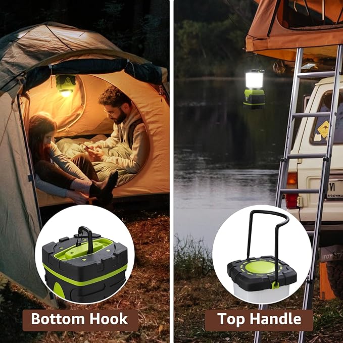 LE 1500LM Battery Powered LED Camping Lantern, Waterproof Tent Light with 4 Light Modes, Camping Essentials, Portable Lantern Flashlight for Camping, Emergency Light, Power Outages, Not Rechargeable