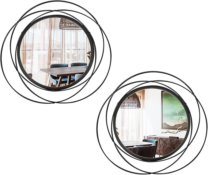 2 Set. Circle Mirrors for Wall Decor for Living Room Bedroom Bathroom Entryway