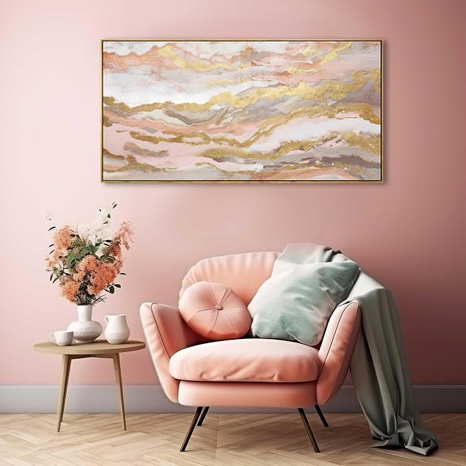 YJYart Pink Abstract Wall Art/Girl Room 20x40 Inch/Large Wall Art