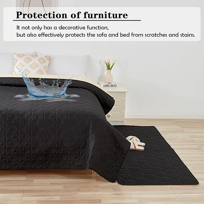 Waterproof Dog Bed Cover Pet Blanket, Soft Pet Couch Covers for Sofa Washable, Bed Couch Sofa Furniture Protector for Puppy Cat Kids (Black,210 * 210 CM)