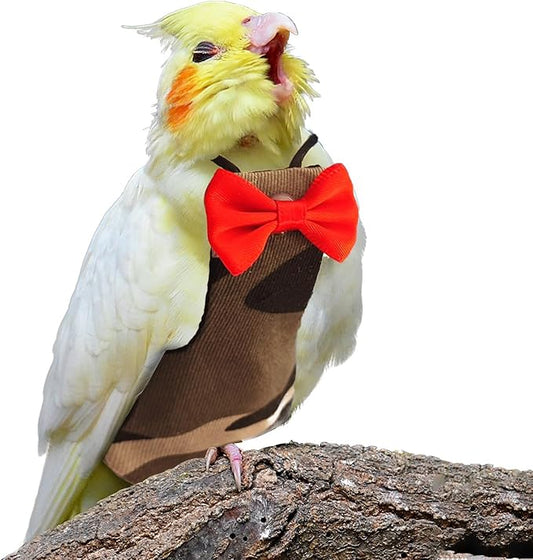 Bird Diaper Washable Reusable Parrot Flight Suit Nappies Protective Breathable Parrot Nappy Clothes for Parakeet, Macaw, Budgie, Canary, Cockatiel (Camouflage, Large)