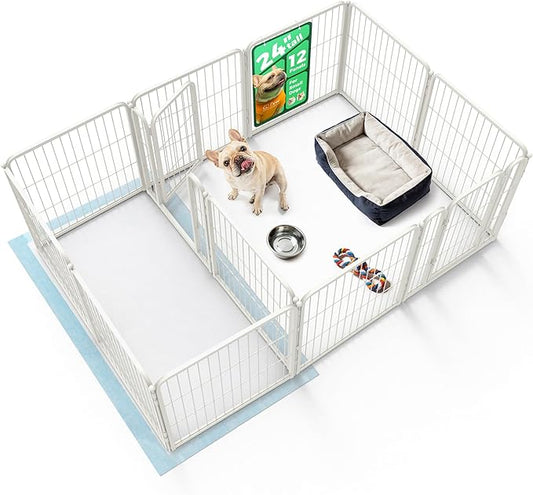 FXW Homeplus Unleashed Indoor Dog Playpen - Stress-Free and Safe Play, Heavy Duty 24 Inch 12 Panels with Connectors (Pack of 2) for Puppy and Small Dogs, White│Patented