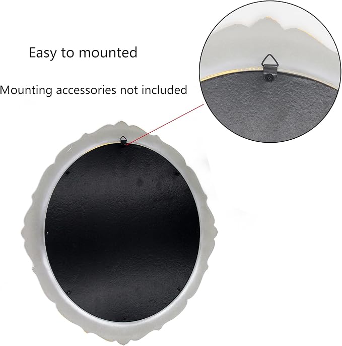 YCHMIR 14.8 x 13.1 inch Oval Wall Mirror Vintage Style