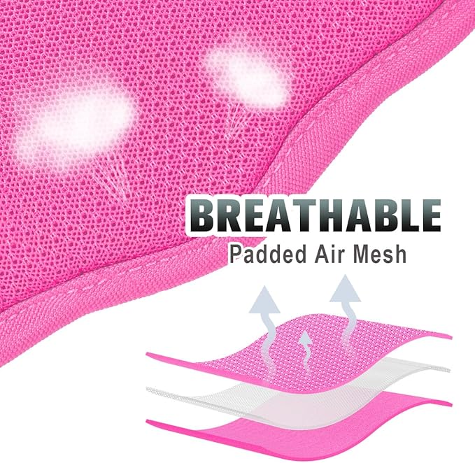BARKBAY No Pull Dog Harness Large Reflective Dog Harness with Front Clip and Easy Control Handle for Walking Training Running with ID tag Pocket(Pink,M)