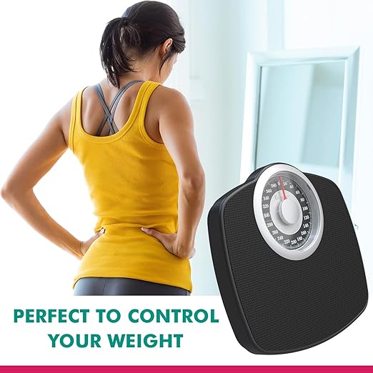 Adamson A25T Scales for Body Weight - Up to 400 LB - 5.3" Dial on 12.4" x 10.2" Platform - Anti-Skid Rubber Surface - High Precision Bathroom Scale Analog - Durable with 20-Year Assurance