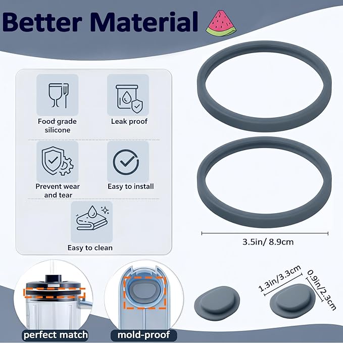 2Pcs Blender Sip Spout Lid Plug & 2Pcs Seal Ring for Ninja BlendBOSS Personal Smoothie Blender Tumbler, Portable Leakproof-Lid Plug Replacement Compatible With Ninja BlendBOSS Travel Tumbler