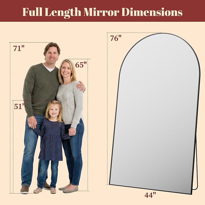 Suidia 76"x44" Arched Full Length Mirror