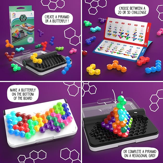 SmartGames IQ Six Pro Travel Game for Kids and Adults, a Skill-Building Brain Game - Brain Teaser for Ages 8 & Up, 120 Challenges in Travel-Friendly Case