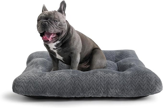 Small Dog Bed for Crate Washable Dog Crate Mat for Dog Cages 24 inch Dog Crate Bed Dog Mats for Sleeping,Up to 25 lbs Soft and Fluffy Crate Pillow Dog Floor Mat Tire Printing Grey S.