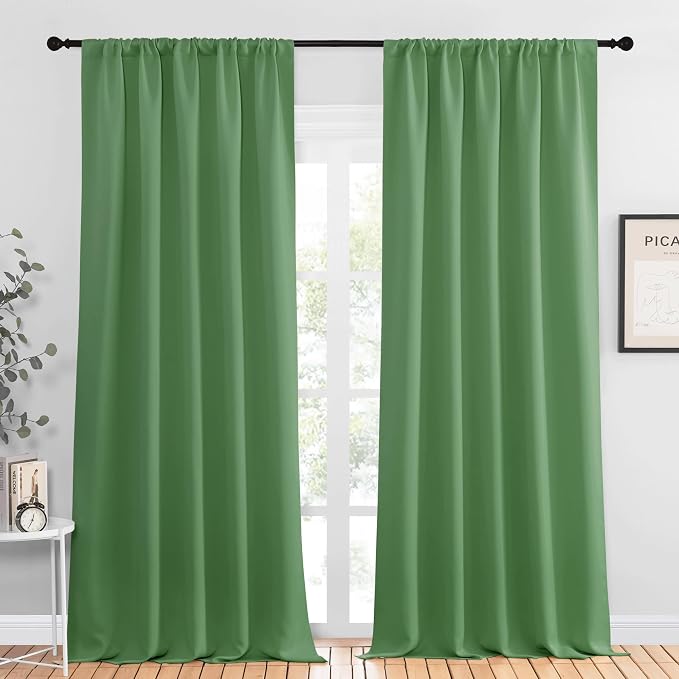NICETOWN Blackout Curtains for Living Curtains, Froest Green, 2 Panels