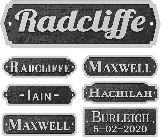Acrylic Horse Stall Name Plate, 2.4" x 8" Personalized Stall Signs, UV Protected, Custom Pet Name Sign, All Weather Adhesive, Mounting (Silver, Style 1)