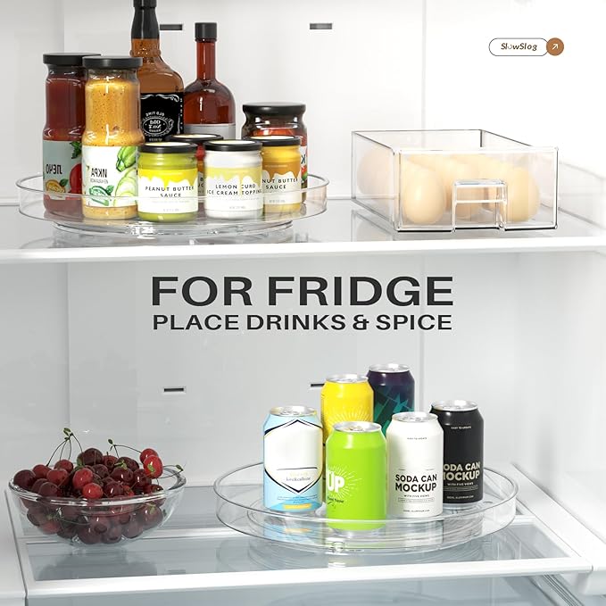 4 Pack Clear Lazy Susan Organizer, 11in Rotating Turntable Organizer, Cabinet Turntable Organizer, Rotating Lazy Susan for Kitchen, Fridge, Bathroom, Vanity Countertop