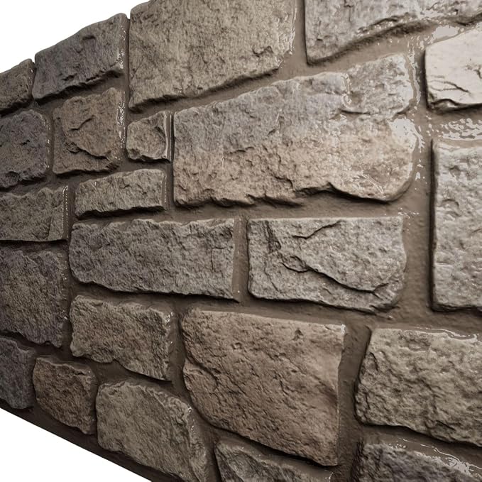 EverStone Cobblestone Faux Stone Panel, Shadow Moss Color