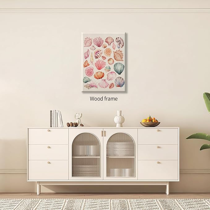 Pink Seashell Posters Coastal Cowgirl Canvas Wall Art Trendy Beach Starfish