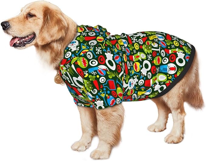 Christmas Green Monster Hoodie,Christmas Cosplay Dog Clothes with Pocket and Hat Winter Clothes Sweaters X-Small