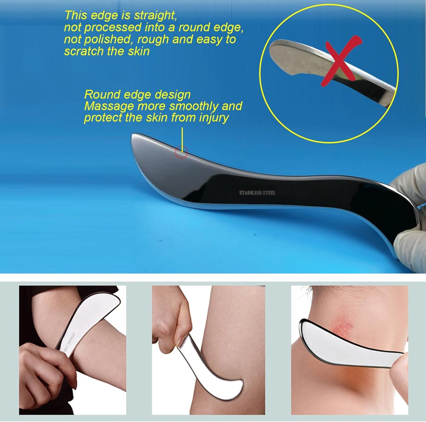 BYYDDIY Gua Sha Trigger Point Massage Tool & Muscle Scraper Tool -Thumb Protector,Deep Tissue Massage,Scraping Massage Tools (Ts)