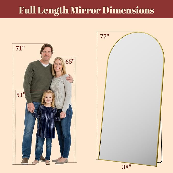 Suidia 78"x38" Arched Full Length Mirror