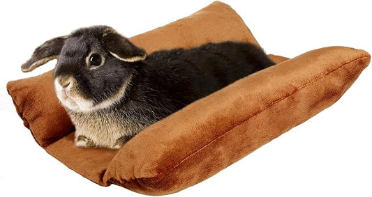 Alphatool 15.7" x 14" Soft Bunny Bed - Rabbit Bed, Warm Cuddle Cushion Plush Mat for Guinea Pig, Ferret, Small Animal - Brown