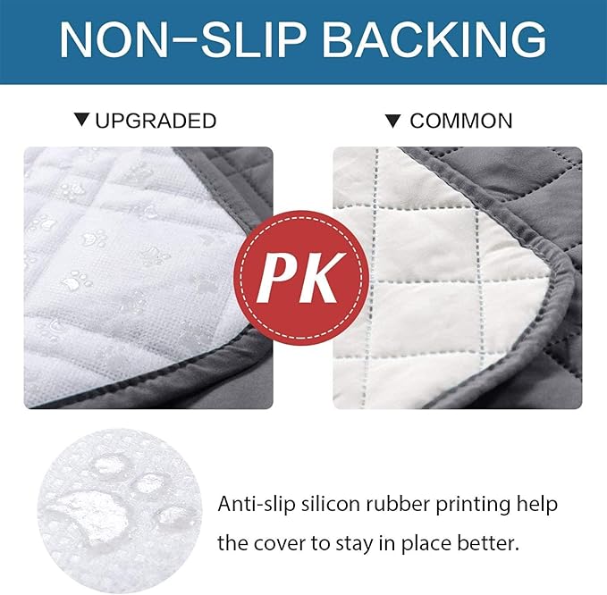 Waterproof Dog Bed Covers for Couch Protection, Water-Resistant Soft Dog Pet Blanket Anti-Slip Dog Blanket for Bed, for Furniture Bed Couch Sofa (Grey,96x82inch)