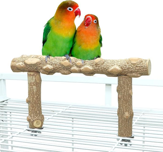 Bird Perch Stand, Bird Cage Top Perch Gym,Natural Wood Parrot Branch for Small Medium Large Parrot (S)