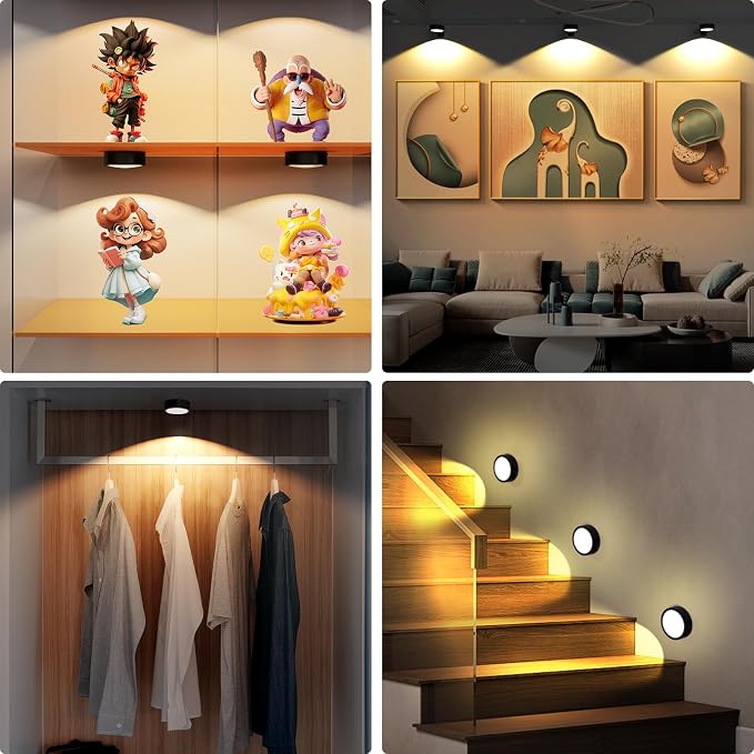 Narotood 6 Pack Picture Lights for Wall, Rechargeable Battery Operated Wall