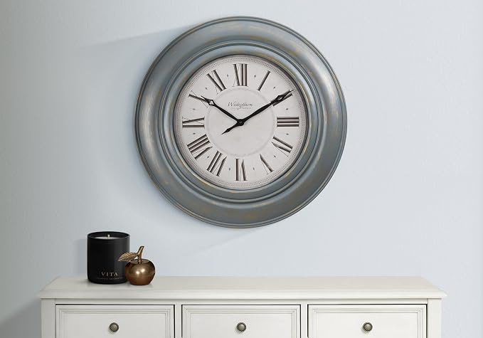 Monarch Specialties I 9028 Clocks, Large Oversized, Wall Clock, Antique Blue