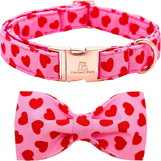 Lionheart Glory Valentine's Day Dog Collar with Bowtie for X-Large Dogs
