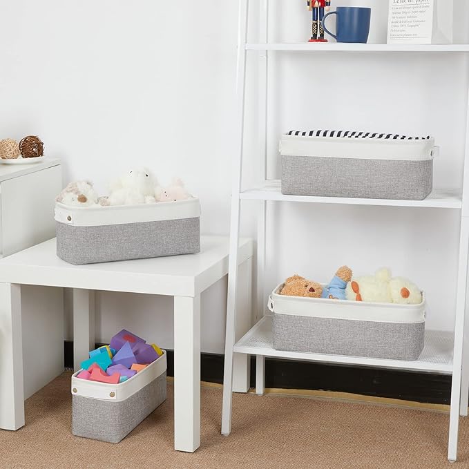 Bidtakay Small Bins for Organization Fabric Baskets for Toilet Paper Storage [4-Pack] Collapsible Narrow Baskets for Towels Socks Organizer Decorative Bins for Nursery Closet Cabinet -15x6x5.5In