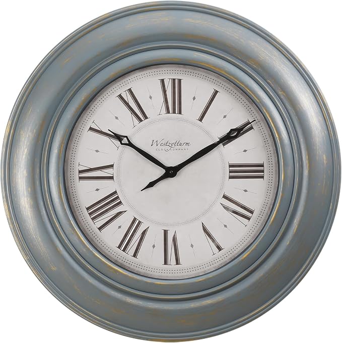 Monarch Specialties I 9028 Clocks, Large Oversized, Wall Clock, Antique Blue