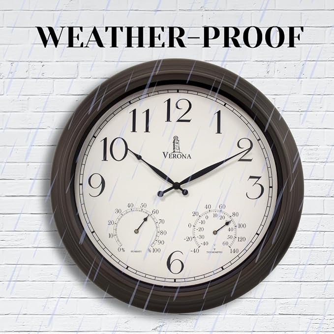 18 inch Outdoor Clocks for Patio Large Waterproof