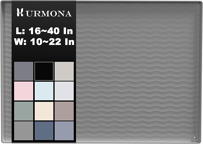 URMONA 34'' x 19'' Waterproof Silicone Under Sink Mat Cabinet and Counter Protector, Shelf Liner for Kitchen and Bathroom, Storage and Organizers, Litter Mat, Pet Cat Puppy Essentials（White Sand）