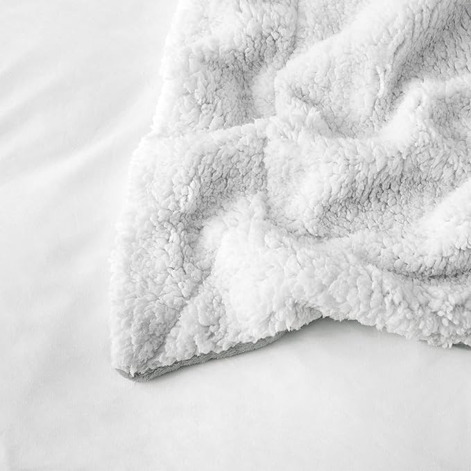 IR Imperial Rooms Sherpa Fleece Throw Blanket for Couch - Soft and Fuzzy Blanket for Winter - Reversible Thick and Warm Fluffy Throw Blankets for Bed, Sofa, Camping and Travel, Light Grey, 50x60Inches
