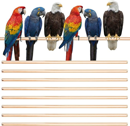 Sintuff 8 Pcs Bird Perches for Cage Accessories, Wooden Perch Rods Replacement with Double Head Slots, 0.6 Inch Diameter Natural Wood Stand for Parrot Macaw Cockatoo Parakeet(30 Inches)