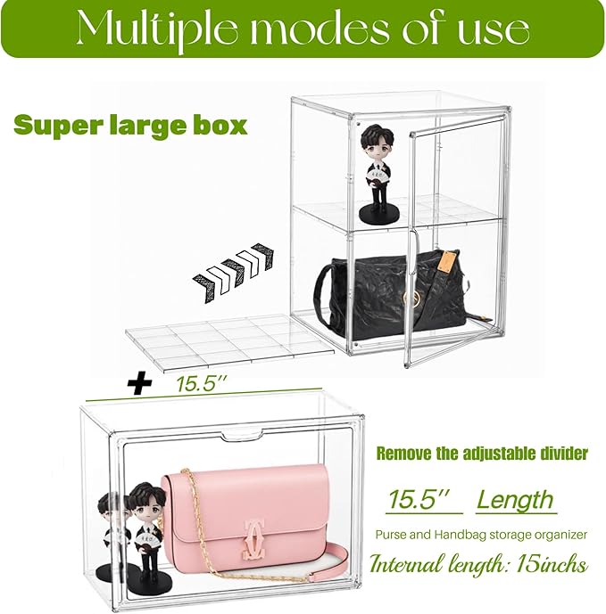 XX-Large Clear Boot & Shoe Display Case with Divider, 2 Pack