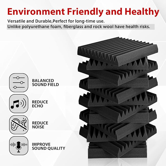 FONESO Acoustic Panels, High Density Soundproof Foam Panels