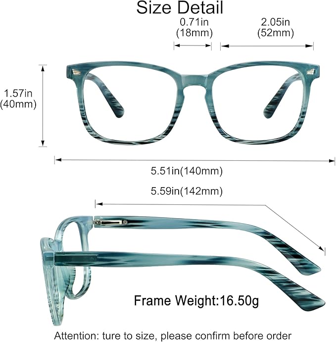 YEIN Bifocal Reading Glasses with Blue Light Blocking Lenses, Bifocal Reader for Women and Men, Vintage Square frame with Spring Hinge (+0.50/+2.50 magnification)