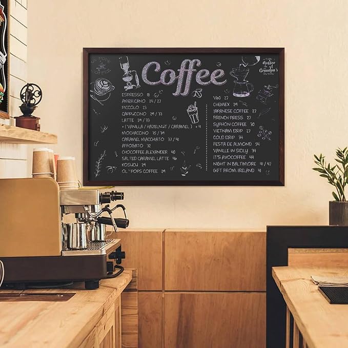 Comix Magnetic Chalkboard, 24 x 36 Inches Wooden-Framed Blackboard, Hanging