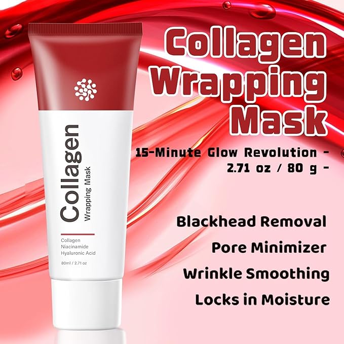 Collagen Peel off Face Mask for Hydrating, Shrinking pores, Wrinkles Fine Lines, Glowing Skin, Deep Repairing, 2.71oz/80ml
