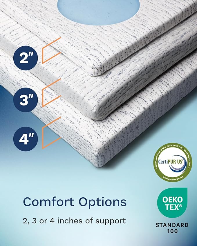ViscoSoft 4 Inch Memory Foam Mattress Topper Twin XL - Select High Density Extra Long Ventilated Mattress Pad - Removable Bamboo-Rayon Cover