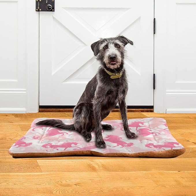 Pink Unicorn Pet Bed Cute Dog Bed Mat Absorbing Non Slip Pad Pet Sleeping Mat for Small, Medium, and Large Dogs Puppy Cat 24 in x 18 in