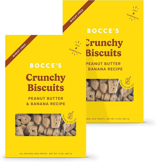 Bocce's Bakery PB & Banana Recipe Dog Treat Bundle – All-Natural, Wheat-Free Biscuits Made with Real Ingredients and Baked in The USA – 14oz Box (2 Pack Bundle)