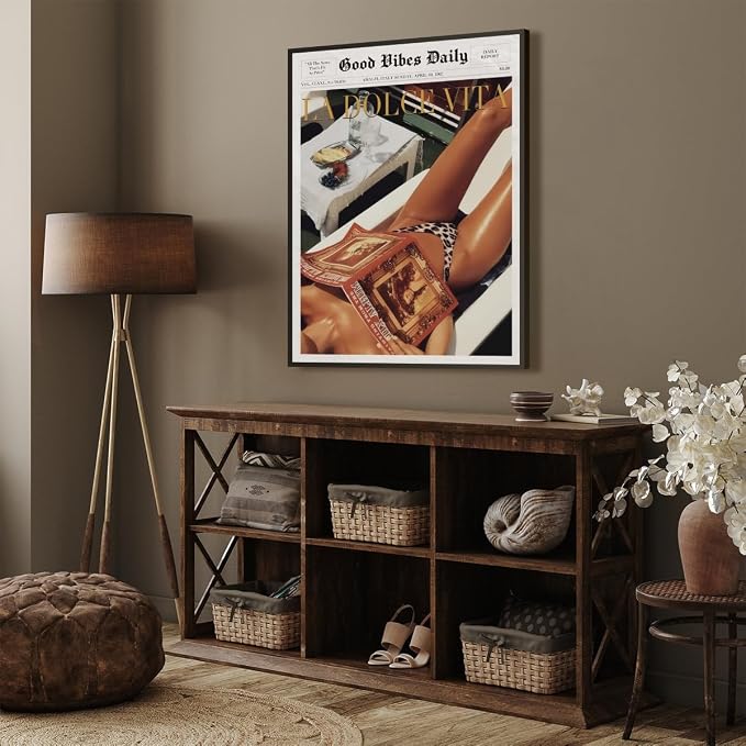 Trendy Newspaper Posters Vintage Good Vibes Daily Wall Art 60s La Dolce Vita