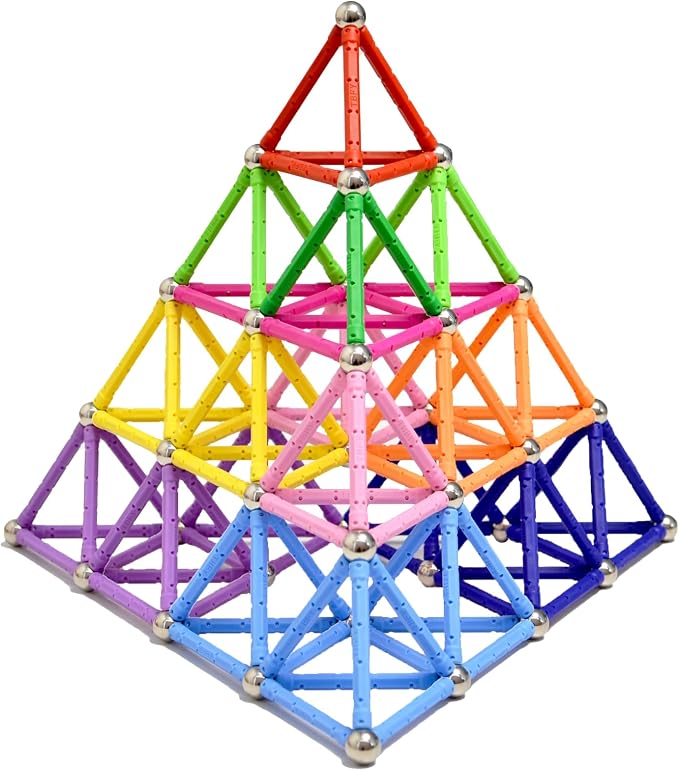 225PCS Magnetic Building Blocks Set, 2.3 Inch Magnet Rods & Non-Magnetic Balls 3D STEM Construction Toy for Kids Adults, Parent-Child Educational Birthday