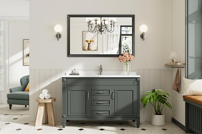 Briivue 48x30 Inch Black Bathroom Mirror
