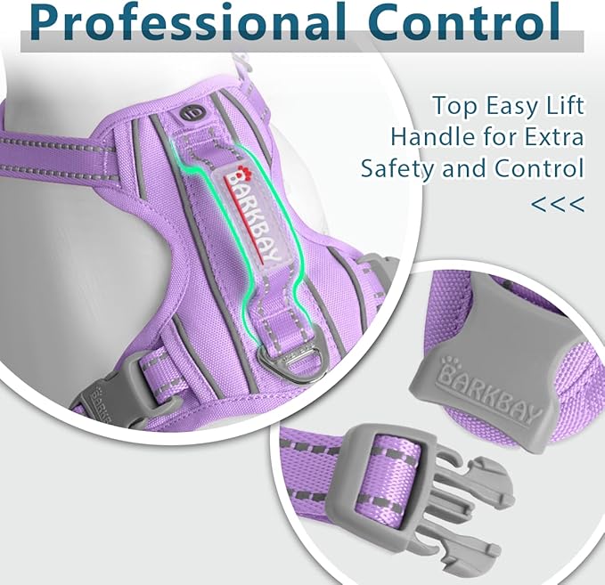 BARKBAY Dog Harness No Pull Oxford with ID Tag Pocket - Heavy Duty, Reflective, Easy Control for Large Dogs(Violet Purple Oxford,S)