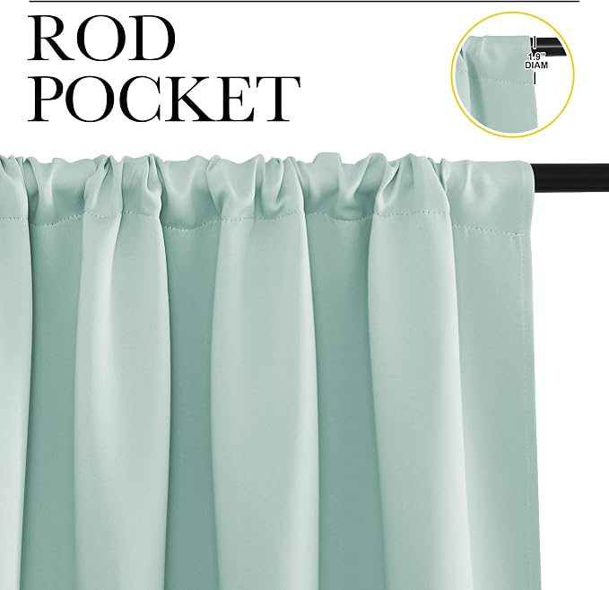 NICETOWN Blackout Curtains for Bedroom, Aqua Blue, 1 Pair, 62 by 63-inch